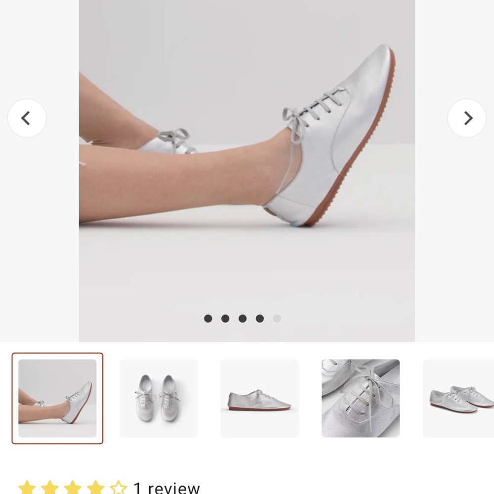 anothersole Paris Lace Up Flats Silver Size 41 EUC Casual Glam